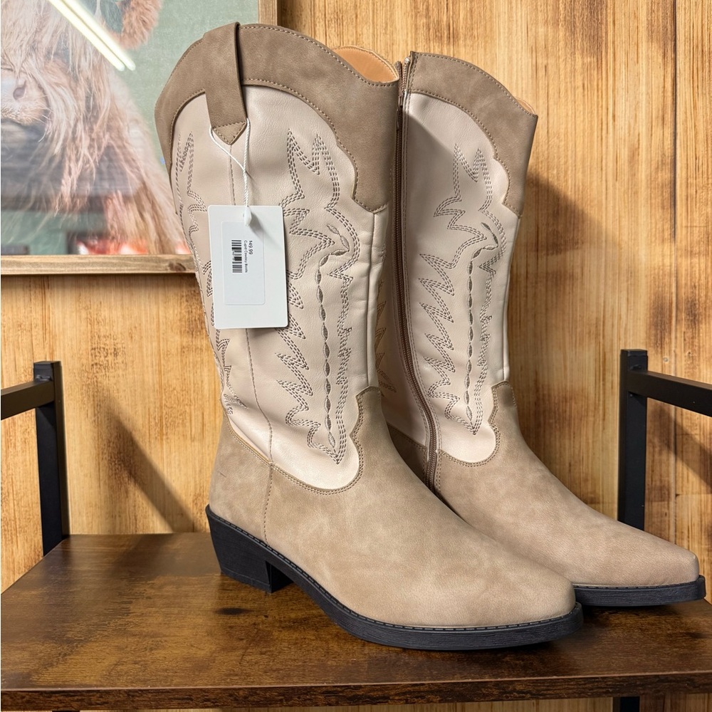 Cupid Tan and Cream Heeled Boots